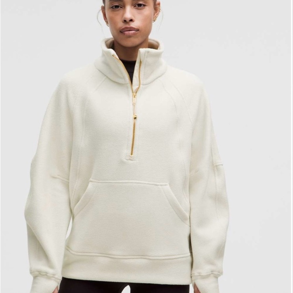 Lululemon Scuba Tumbled Fleece Bone and Gold Half Zip